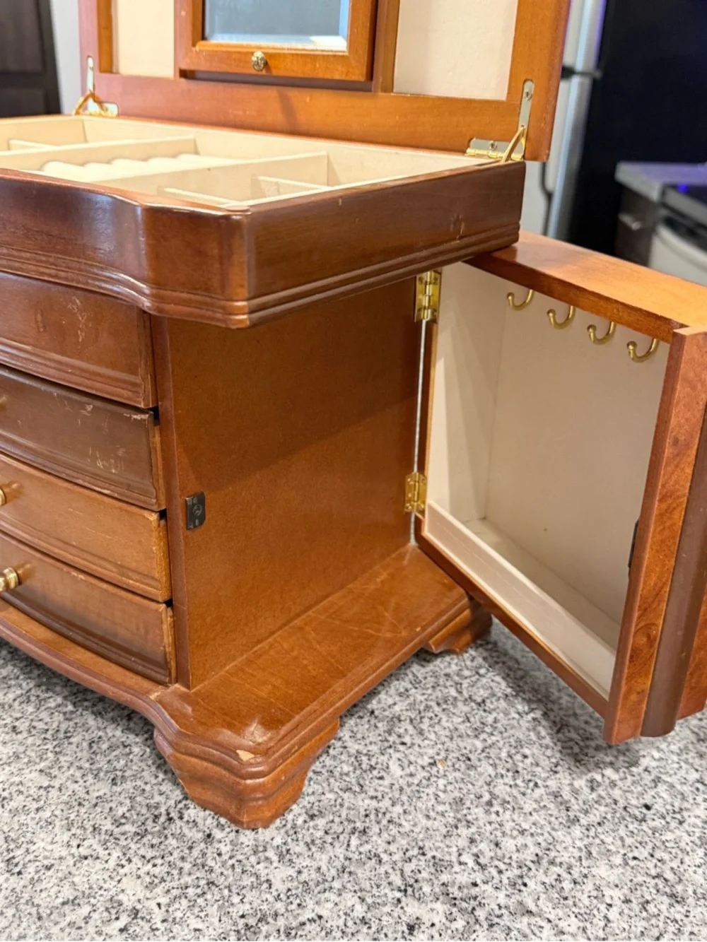 VTG Melin Wooden Jewelry Armoire Box Large Vanity Organizer 14